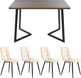 thumbnail of Essgruppe 5-teilig Esstisch mit 4 Stühlen Walnuss 117x68x75 cm Samtbezug Metallbeine schwarz, platzsparendes Küchen und Esszimmer Set