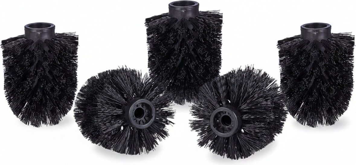 Relaxdays WC Bürstenkopf im 5er Set, lose Toilettenbürsten 9,5 mm Gewinde, Ersatzbürstenkopf Durchmesser 8 cm, schwarz