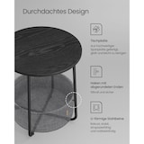 thumbnail of Beistelltisch rund aus Metall, Kleiner Tisch, Couchtisch mit Korb, Wohnzimmertisch, Korb aus Stoff, Nachttisch modern, ebenholzschwarz-schiefergrau