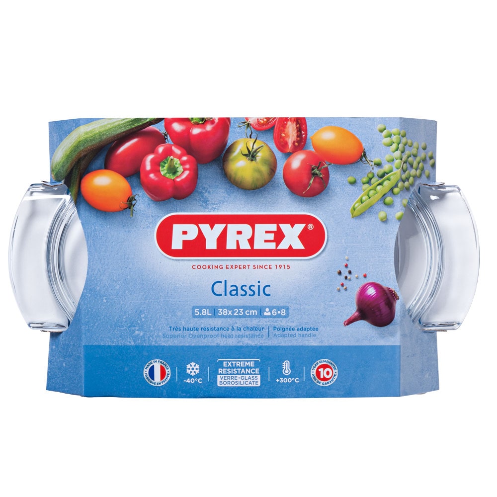 Pyrex Cocotte En Verre Avec Couvercle 39 X 23 X 15 Cm Classic Verre