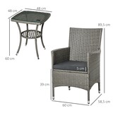 thumbnail of Outsunny Conjunto de Muebles Ratán para Jardín Formado por 1 Mesa y 2 Sillones con Cojines Estructura de Metal y Ratán Gris