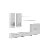 thumbnail of Zeitgenössische Wohn- und Esszimmer TV-Wandmöbel mit LED-Beleuchtung, Weiß lackiert und Mate Weiß, 300 x 189 x 42 cm - 1BETABLANCO