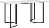 thumbnail of Esstisch 140x80x75 cm Rechteck Weiß mit Marmormuster MDF Tischplatte Metallgestell verstellbare Füße, modern für Küche Esszimmer Büro