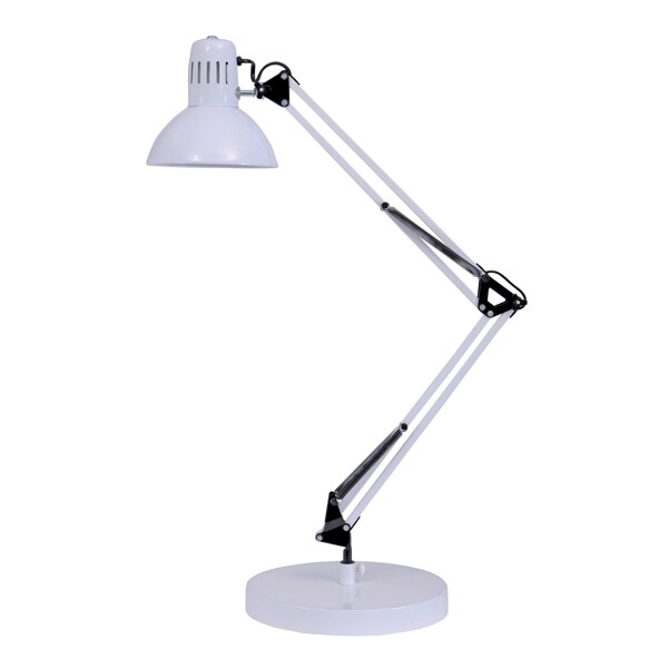 Lampe de bureau Architecte, double bras - socle lesté, coloris blanc