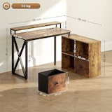 thumbnail of HOMCOM escritorio esquinero con luces LED escritorio con estación de carga 2 compartimentos 2 cajones de tela mando a distancia marrón rústico