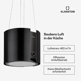 thumbnail of Klarstein Skyfall Inselabzugshaube Ø45cm Umluft 402m³/h LED Schwarz-Metallic