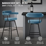 thumbnail of ML-Design Barhocker drehbar 2er Set Blau, Teddy-Stoff, H76 cm, Gepolsterte Barstühle, Küchenstühle mit Arm- & Rückenlehne, 360° Drehstuhl Tresenhocker