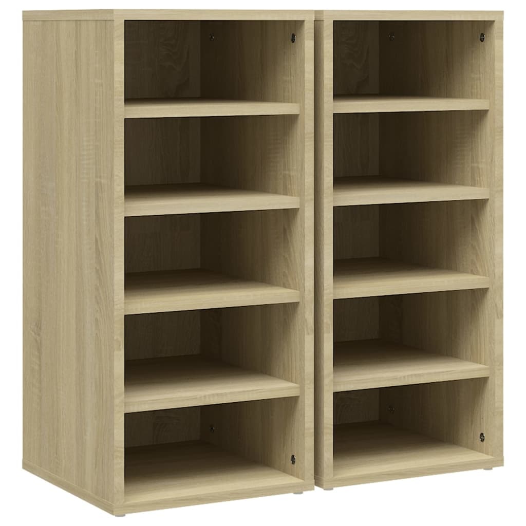 Helloshop26 - Schuhschränke Schuhaufbewahrung Möbel für Eingangsbereich Flur Wohnzimmer 2er-Set Sonoma Holzwerkstoff braun 02_0022130