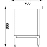 thumbnail of Vogue Arbeitstisch mit Grundboden 900x600x700mm aus Edelstahl