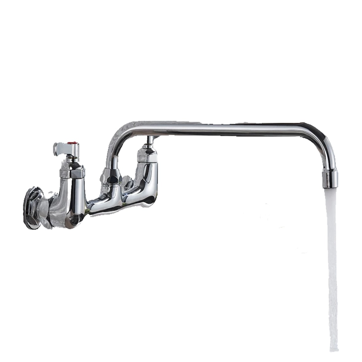 ALEX | keukenmengkraan wandmontage chroom | professionele keukenkraan roestvrij staal lang en plat | kraan restaurant wand rechte uitloop