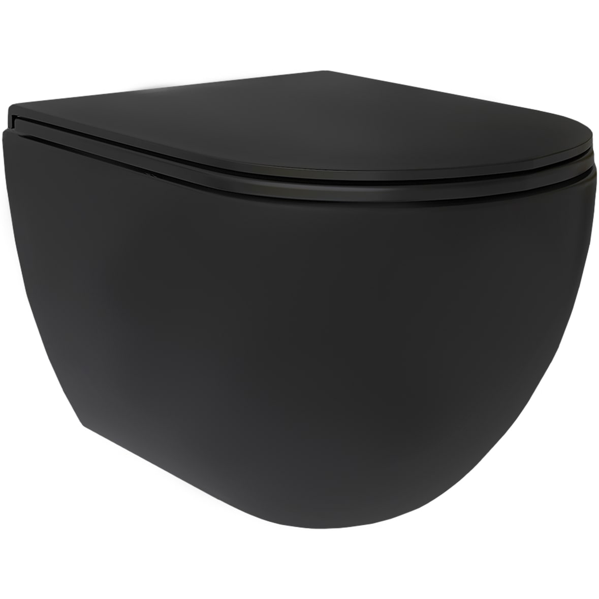 Alpenberger Wand-WC Spülrandlos | Hänge-WC aus Sanitärkeramik | Tiefspüler WC-Becken mit Soft-Close WC-Sitz | Toilette Schwarz/Matt | Made in Europa