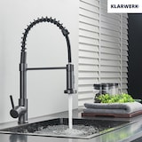 thumbnail of Bernd | Grifo de cocina Catering gris titanio con muelle | Grifo de cocina de acero inoxidable flexible | Girar 360 grados. Alta presión 2 puertos