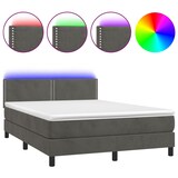 thumbnail of vidaXL Boxspringbett mit Matratze & LED Dunkelgrau 140x200 cm Samt