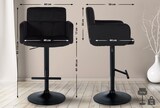 thumbnail of 2er Set Barhocker SUTUN - Samt Schwarz 60x56x93 cm Schwarz | Barstuhl Höhenverstellbar Mit Lehne Drehbar Tresenhocker Tresenstuhl Kneipenhocker