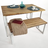 thumbnail of Conjunto Mesa y Bancos iCub Strong Blanco 120x80cm en madera maciza de pino acabado vintage estilo industrial Box Furniture