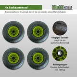 thumbnail of 4x Sackkarrenrad Luftrad 260x85 mm 3.00-4 75 mm zentrierte Nabe Ø 20 mm grün robustes 4 PR Gewebe