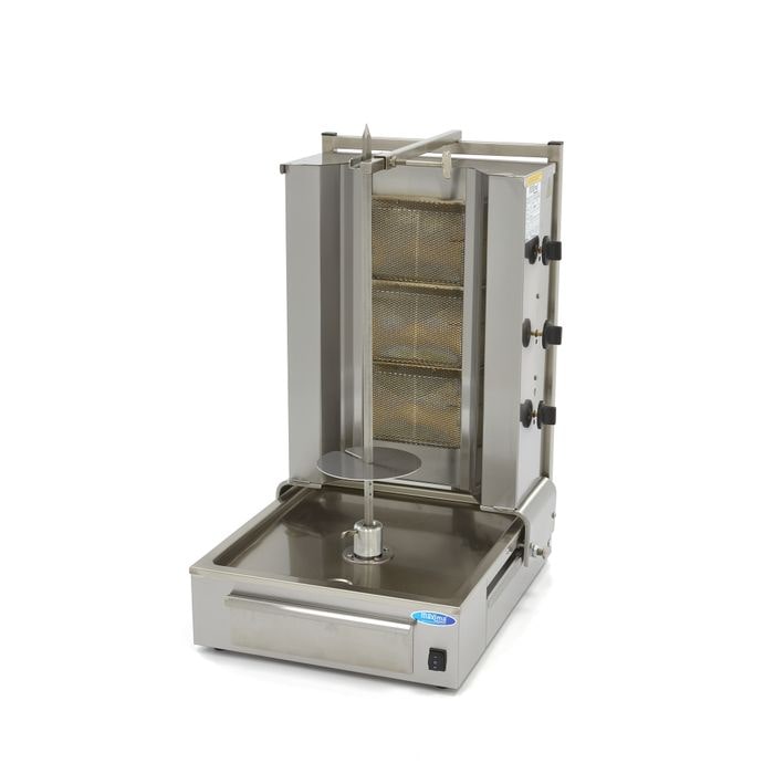 Maxima - 9370210 Gas Kebab Grill met 3 branders, vleescapaciteit 40 kg, verstelbare spies - 54.7x68.6x92.7 cm