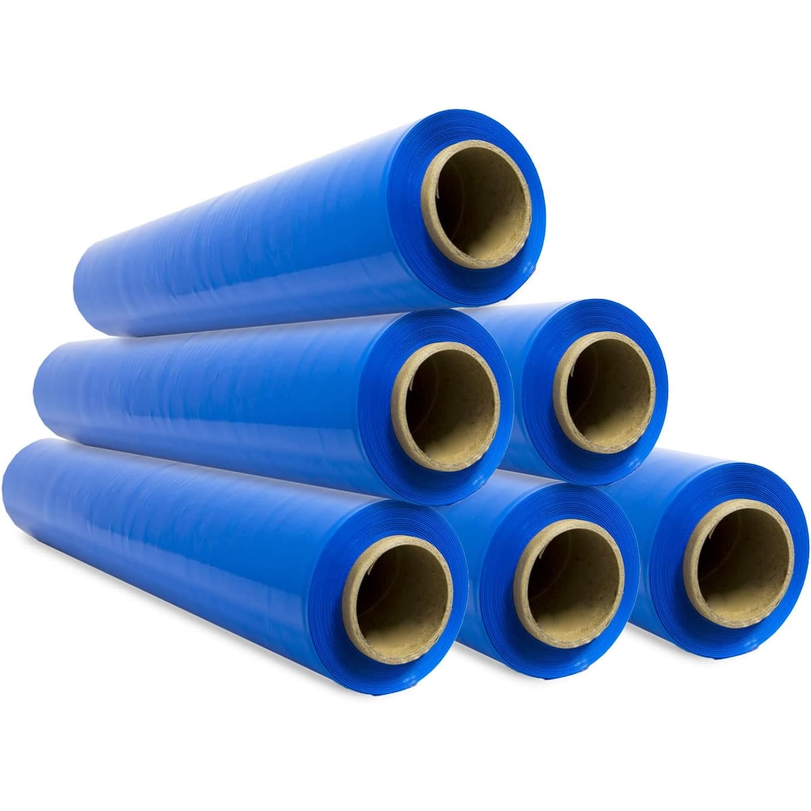 OFITURIA Film Embalar Elástico Azul para Embalar, Rollo de Plástico Protector Envíos y Mudanzas, Rollo de 50cm y hasta 400 m Estirables (6 rollos)