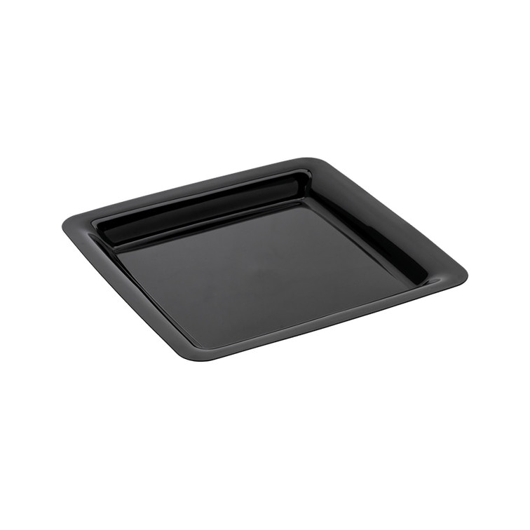 MONOUSO - Prato Reutilizável PP Rigido Quadrado Preto  23x23cm (20 Uds)