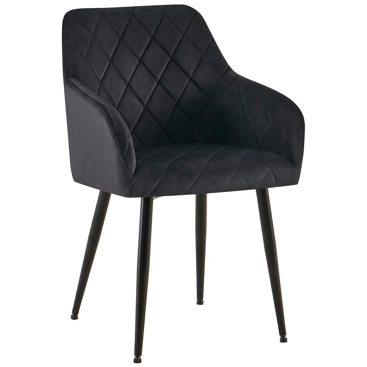 Chaise de salle à manger Monett velours Noir /Métal noir mat
