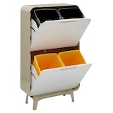 thumbnail of ARREGUI Round CR431-R Cubo de Basura y Reciclaje de Acero de 4 Compartimentos de Diseño, Cubos de Basura de Cocina, 4x17L (68L), crema y blanco mate