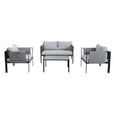 thumbnail of Möbilia 4-tlg. Garten-Sitzgruppe | 2-Sitzer, 2 Sesse, 1 Couchtisch | Stahl schwarz, Glas und Olefin in grau | 28020040 | Serie GARTEN