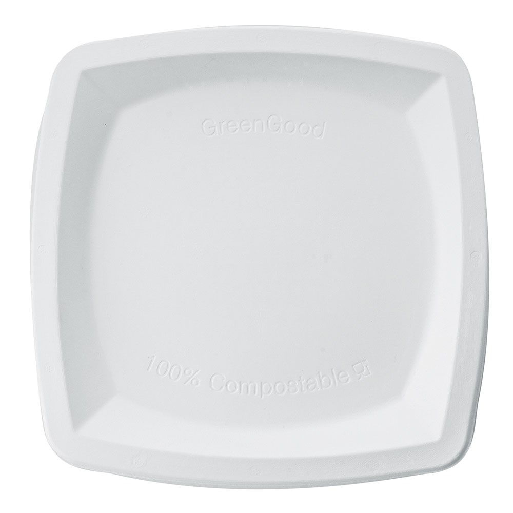 50x BIO Teller quadratisch aus Zuckerrohr Weiss 17x17 cm Zuckerrohrteller Einwegteller Einmalteller