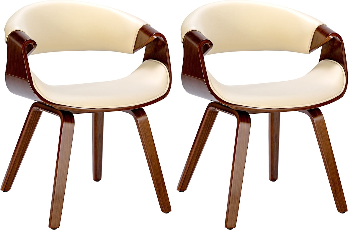 CHEFGASTRO 2er Set Esszimmerstuhl VALENCIA Kunstleder HxBxT 76x62x52cm Walnuss/Creme Küchenstuhl