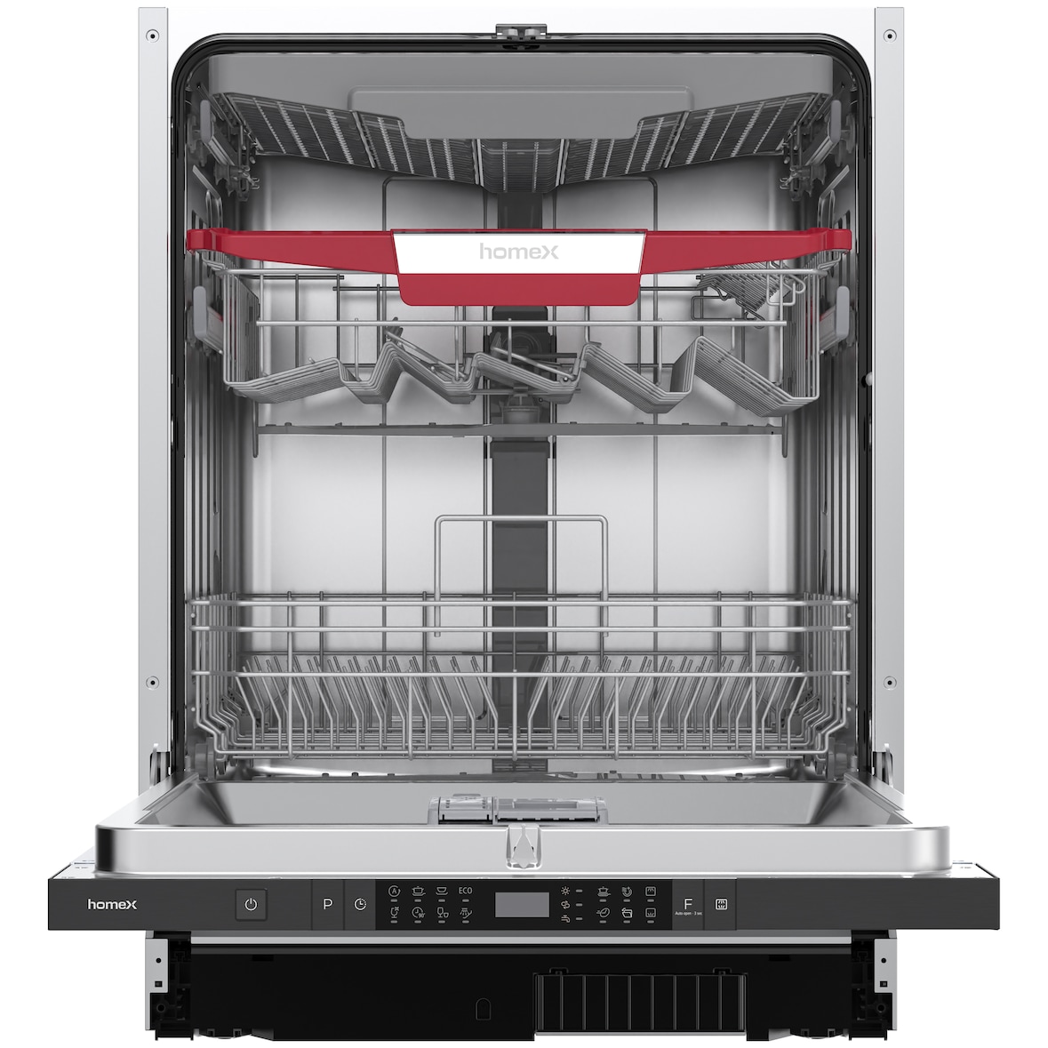 homeX Geschirrspüler 60 cm, Einbau Spülmaschine vollintegrierbar - 14 Maßgedecke, 8 Programme, AquaStop, DWFI601444C