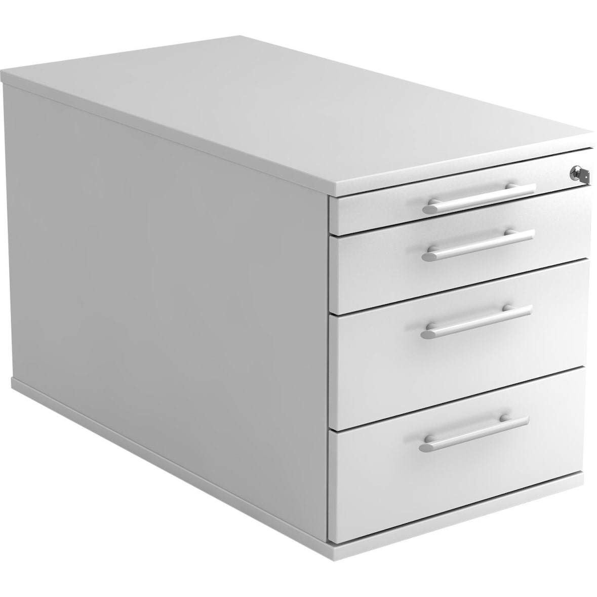 Rollcontainer 80cm 3 Schub Schloss Relinggriff Weiß