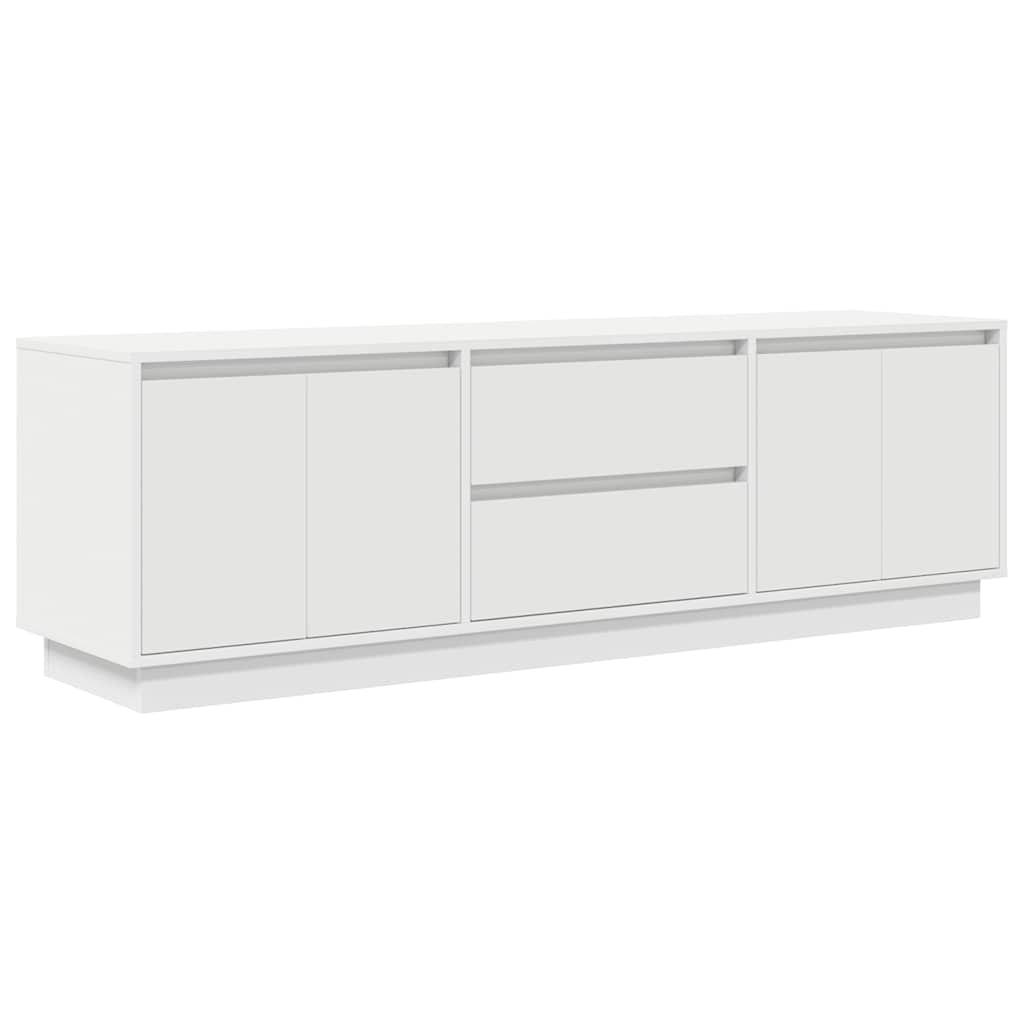 Helloshop26 - Meuble TV avec rangement pratique et lumières LED design moderne 160,5 x 41 x 50 cm en bois blanc 02_0055830