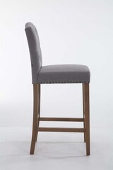 thumbnail of Barhocker LIKEL - Stoff Hellgrau 42x57x113 cm Braun | Barstuhl Mit Lehne Tresenhocker Tresenstuhl Kneipenhocker Kneipenstuhl