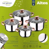 thumbnail of San Ignacio - Batería de cocina de 8 piezas apta para inducción Altea, acero inoxidable + set de 4 cuchillos de cocina