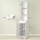 thumbnail of Badezimmerschrank Hochschrank Weiß 35x31x179 cm schmal mit Schublade Tür offenen Fächern verstellbarem Regal Kippschutz melaminbeschichtet