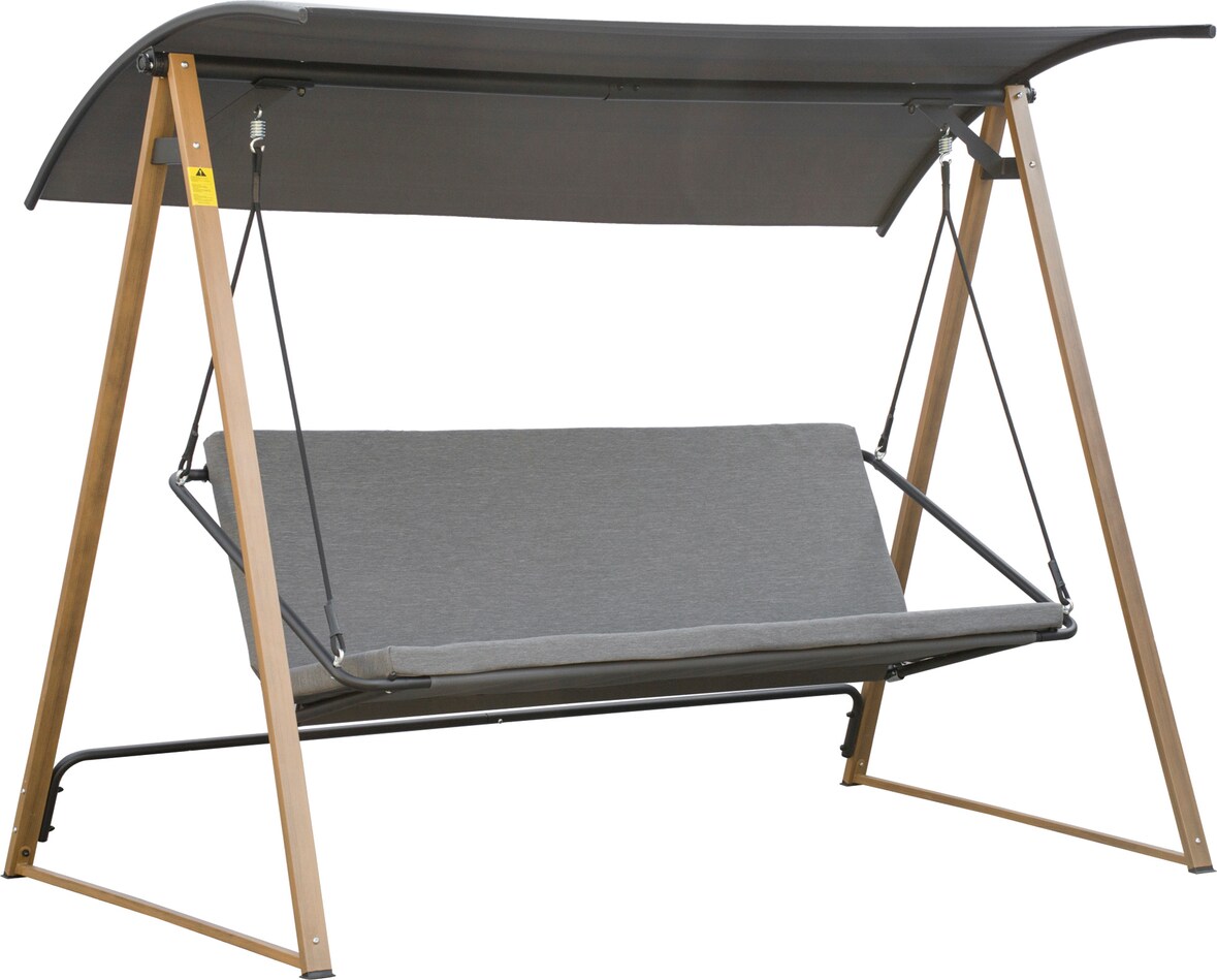 Outsunny columpio balancín de jardín de 3 plazas con Techo ajustable asiento acolchado y marco de acero carga 280 kg 224x133x173cm