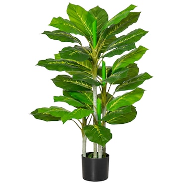 Árbol Artificial 95 cm con 33 Hojas Realistas en Maceta de Cemento Planta Falsa Perenne Interior para Decoración en Salón Oficina