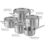 thumbnail of KLAMER Topf-Set 5-tlig. mit Glasdeckel, Induktion, extra dicke Wand- und Bodenstärke aus hochwertigem Edelstahl, unbeschichtetes Profi-Kochtopfset