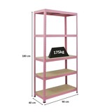 thumbnail of PROREGAL Schwerlastregal PINK LADY, HxBxT 180x90x40cm, Fachlast 175kg, 5 Ebenen, Pink, Kellerregal, Steckregal, Garagenregal, Lagerregal