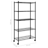 thumbnail of vidaXL Opbergrek 5-laags met wielen 250 kg 75x35x155 cm zwart