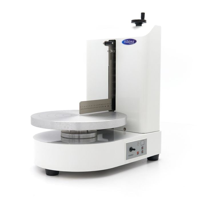 Maxima - 9381200 - Máquina para decorar tartas, plato Ø 36,4 cm, velocidad 40-225 RPM, 120W 230V, 50x37x62 cm, Blanco