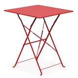 thumbnail of Table de jardin et 2 chaises acier rouge