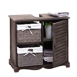 thumbnail of Waschbeckenunterschrank HWC-H20, Badezimmer Waschtisch, Massiv-Holz Korb-Schublade 60x65x31cm ~ shabby grau-braun