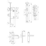 thumbnail of Garniture serrure encastrable à clé + ensemble poignées Leto, axe 40mm, bouts ronds, blanc, 1 clé - THIRARD