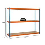thumbnail of PROREGAL Schwerlastregal MID WOOD YETI THREE | HxBxT 150x150x60cm | Fachlast 400kg | Blau-Orange | Regal Standregal Werkstattregal Lagerregal