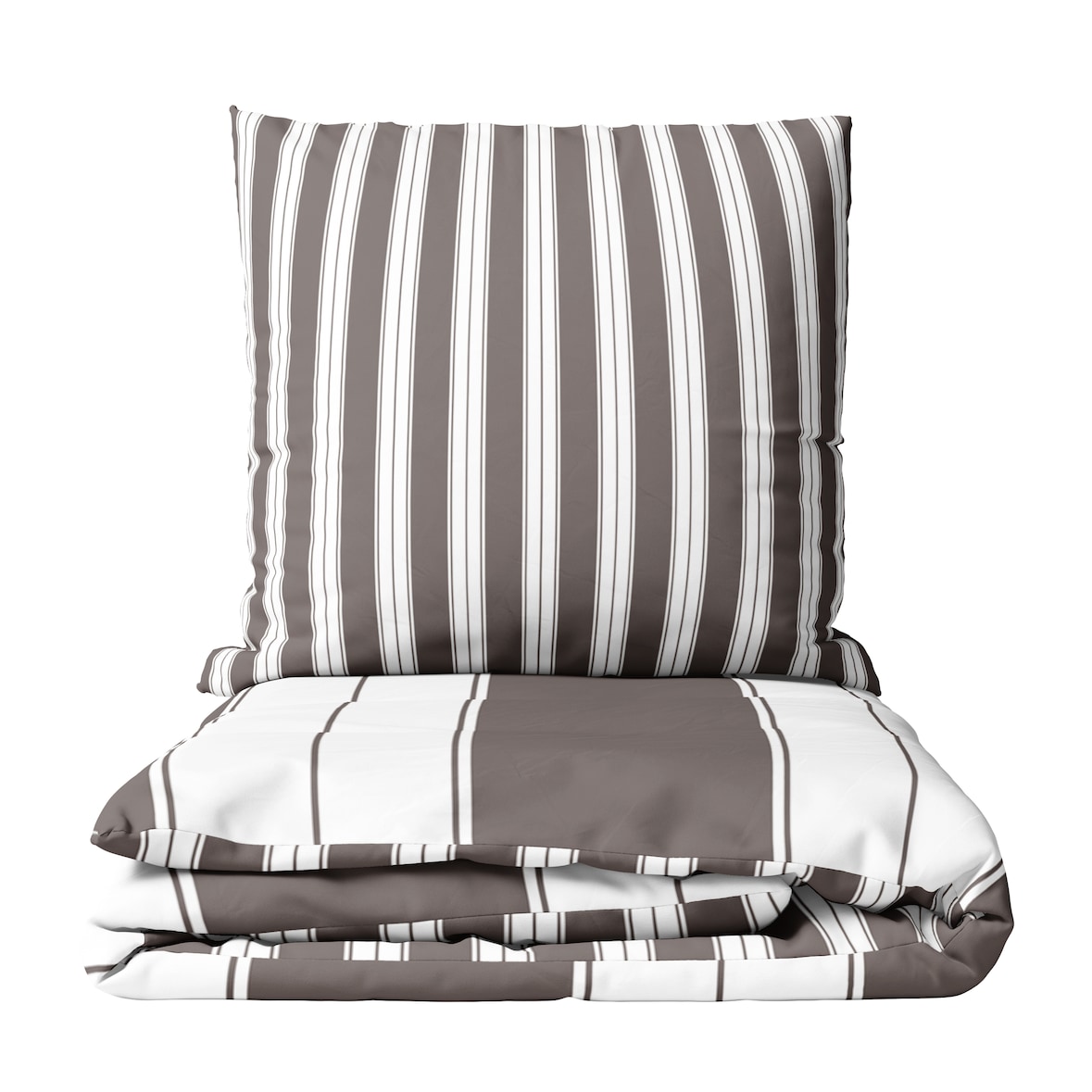 Bettwäsche 135x200 cm Set Braun Gestreift Streifen Baumwolle Wendeseite Pflegeleicht mit Reißverschluss