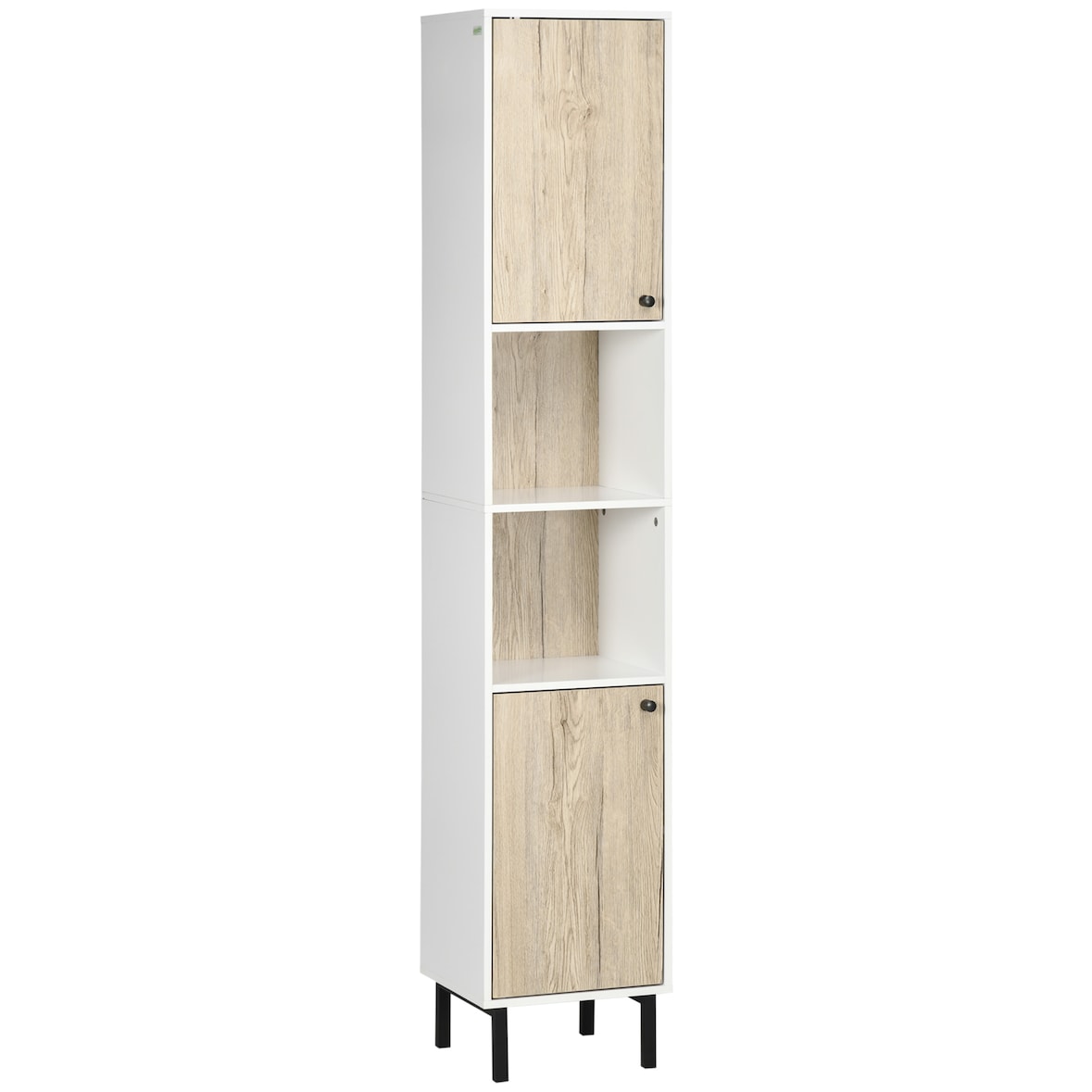kleankin armario alto de baño columna auxiliar de baño con 2 puertas y 6 estantes para ducha aseo dormitorio estilo moderno 31,5x30x169 cm