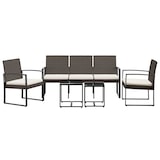 thumbnail of Set Da Pranzo Da Giardino 5 Pz Con Cuscini In Pp Rattan Marrone