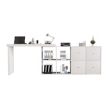 thumbnail of Schreibtisch 120x48x78 MDF 360° drehbar L-Form Sideboard 8 Fächer Stauraum robust multifunktional Homeoffice Büro Weiß