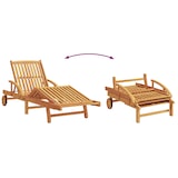 thumbnail of vidaXL Inklapbare Zonnebank met Wielen & Kussen Beige Massief Acaciahout