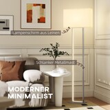 thumbnail of Stehlampe 45x15x150 cm Metall Weiß mit Leinenoptik Schirm Fußschalter 3 Modi stufenlos dimmbar 4000 K modernes minimalistisches Design